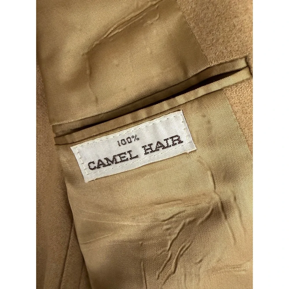 Vintage 60s Wallachs 100% Camel Hair Sport Coat Blazer Tan 42L Bespoke Mens